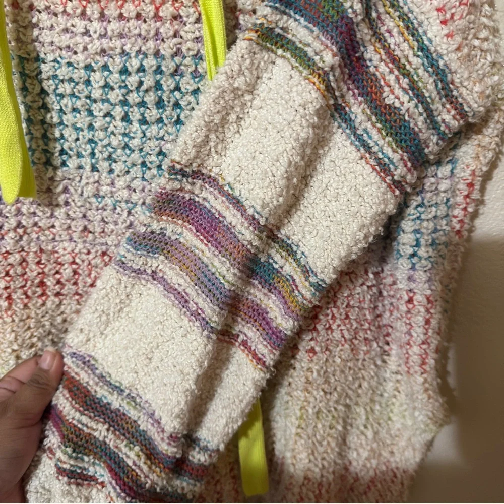 Free‎ People Sit Next to Me Multicolor Knit Hoodie Sz XS